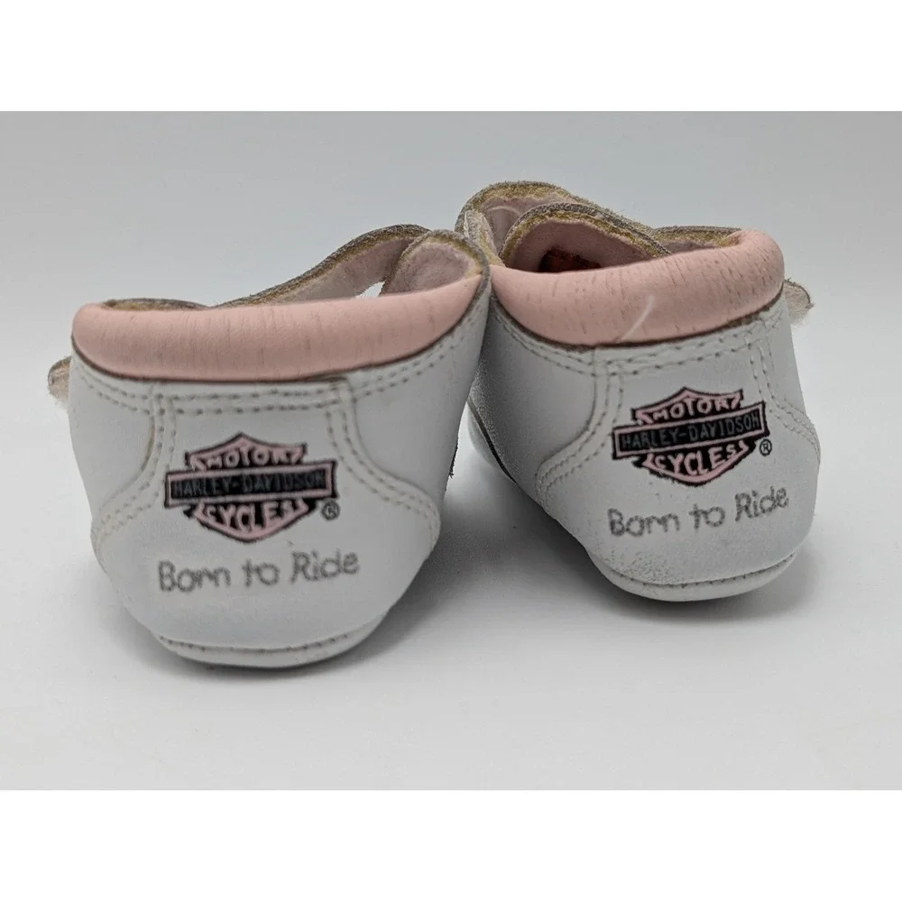 Harley Davidson Crib Shoes Girls XS White Pink Born to Ride‎ Baby Sneakers